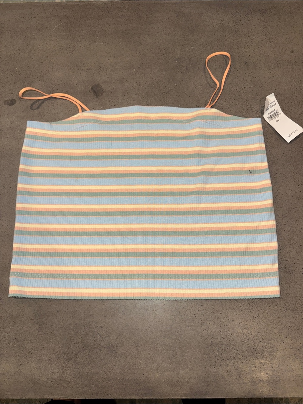 Striped Pastel Tube Top with Spaghetti Straps Large